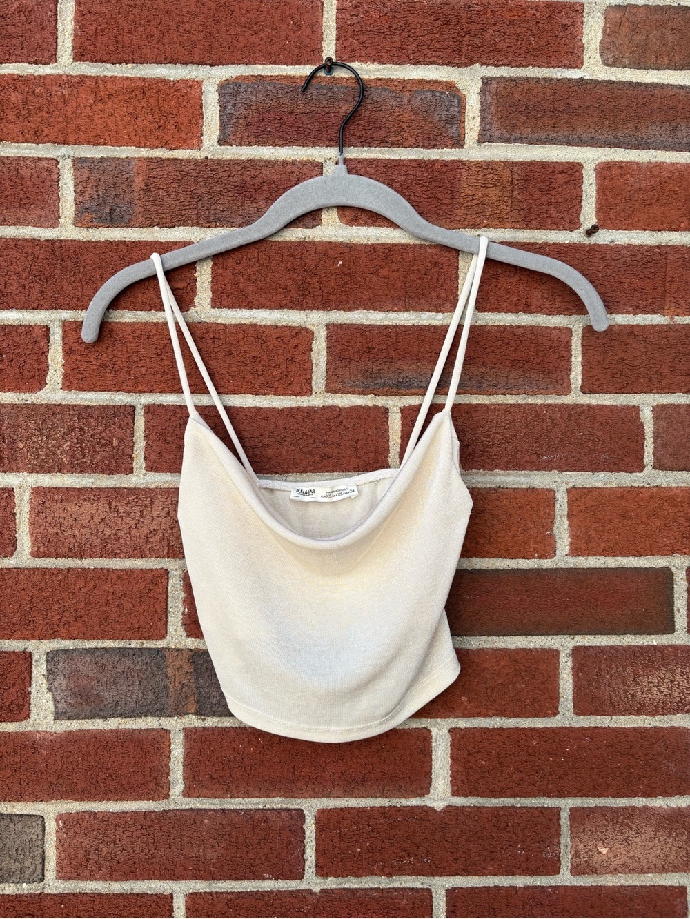 Pull & Bear White Cowl Neck Crop Top Womens XS Y2K Minimalist Cami
